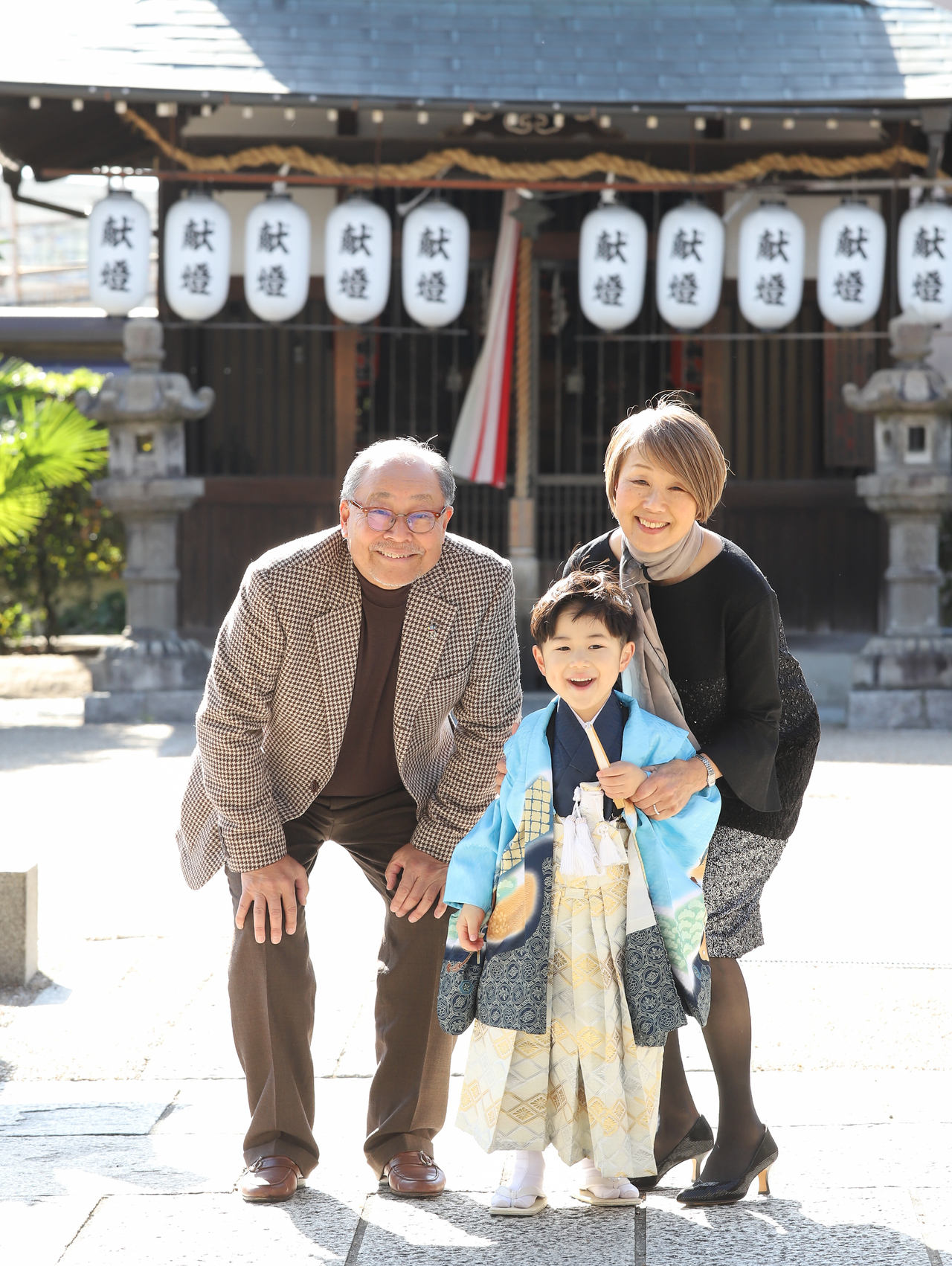 出張撮影　七五三記念撮影　おじい様おばあ様と